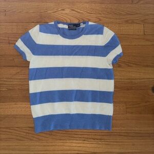Blue and white striped sweater